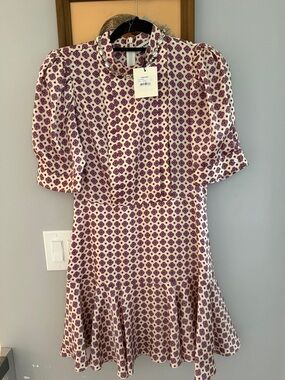 Sandro Cream Mini Dress with Purple Floral Print